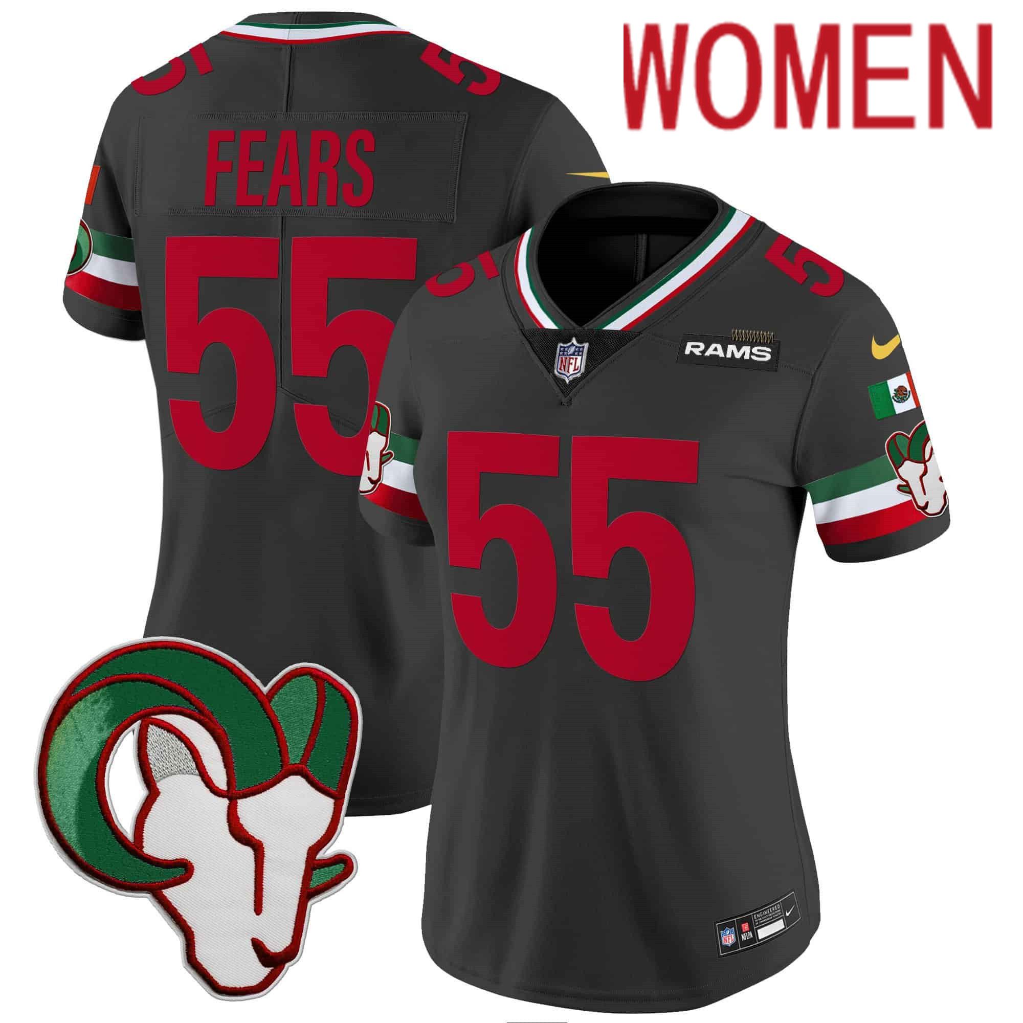 Women Los Angeles Rams #55 Fears Black 2024 Nike Mexico Vapor Limited NFL Jersey->women nfl jersey->Women Jersey